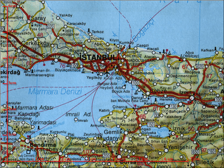 Kartenausschnitt der Urlaubskarte Türkei