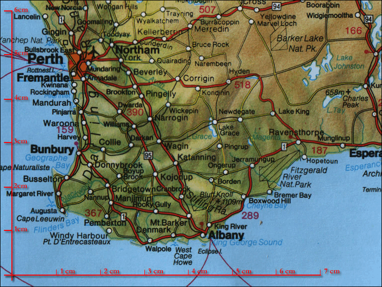 Kartenausschnitt der Urlaubskarte Australien